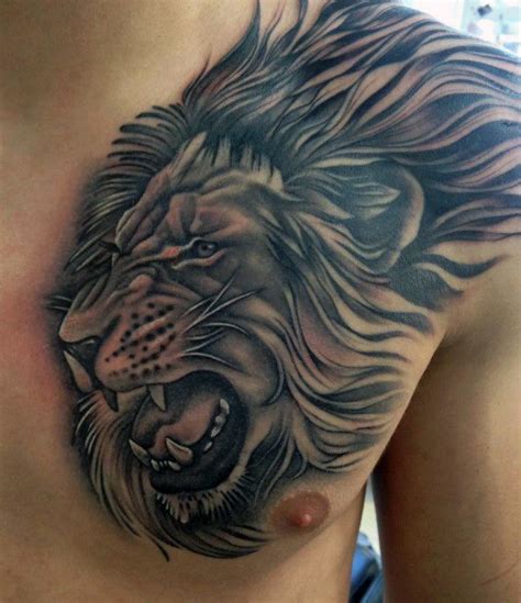 Tatuajes De Leones Estilos Y Diseños Chest Tattoo Men Cool Chest Tattoos Lion Chest Tattoo