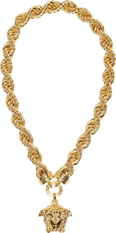 Versace Gold Twist Chain Medusa Necklace Large Twisted Curb Chain