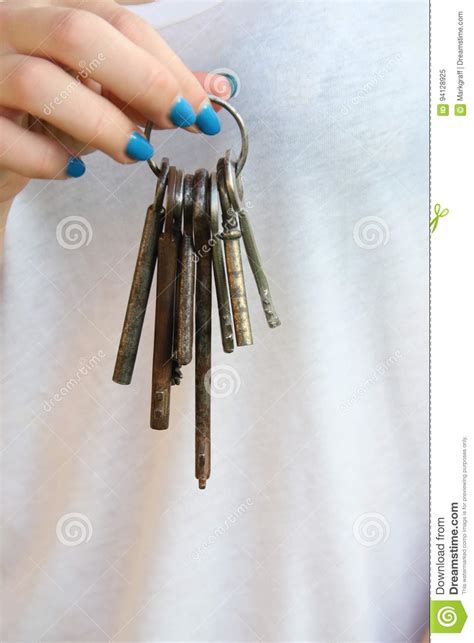 Female Hand Holding A Keys Stock Image Image Of Decision 94128925