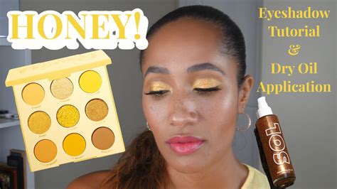 honey 💛 colourpop uh huh honey eyeshadow palette tutorial and the sol shimmering dry oil