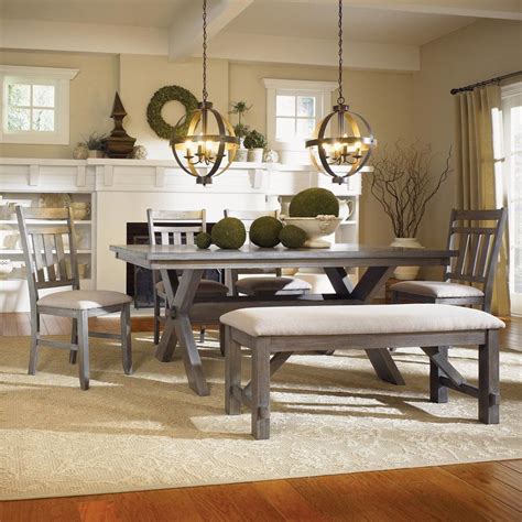Sears has styles ranging from traditional to modern. gray stained oak dining table | Dining set with bench, Oak ...