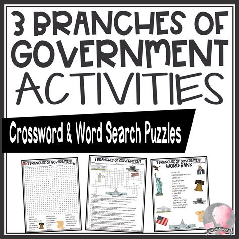 Three 3 Branches Of Government Activities Crossword Puzzle And Word