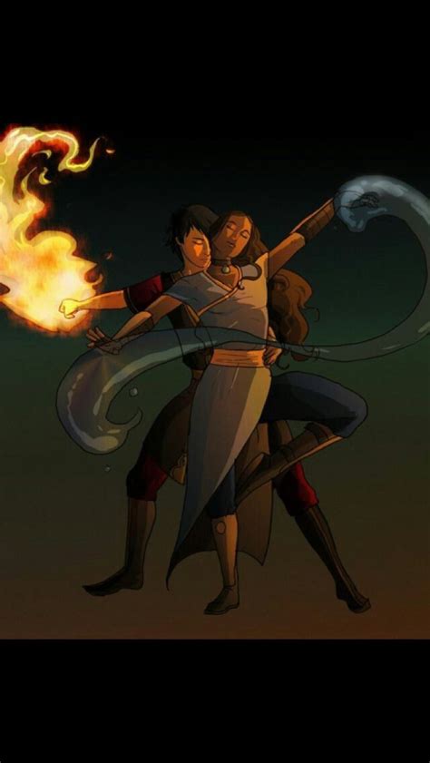 Prince Zuko And Katara Dancing With Fire And Water Together From Avatar