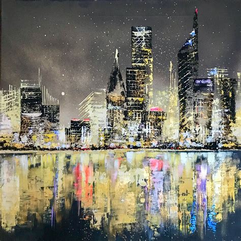 Night City 1 Acrylic Painting Canvas 60 X 50 Cm 24 X 20 In Olga