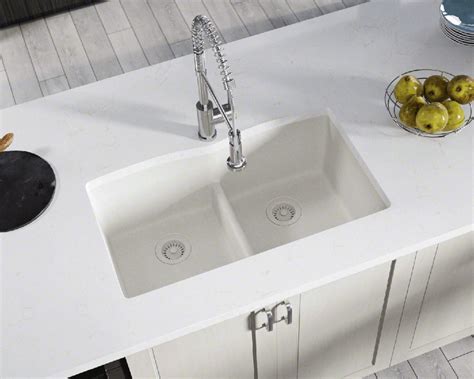 Kohler cape dory® 33 x 22 in. 812-White Equal Bowl Low-Divide Undermount TruGranite Sink