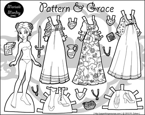 Print the paper doll templates on card stock or the tabs won't hold. Patterns & Grace: A Black & White Fantasy Paper Doll | Paper Thin Personas