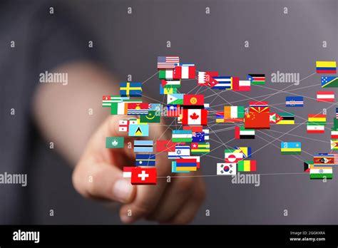 Persons Hand Touching The 3d Rendered Hovering Countries Stickers
