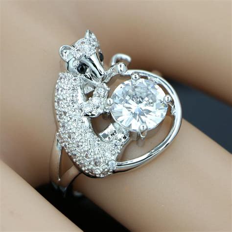 White Cubic Zirconia Ring For Women Wedding Accessories Fox Shape Ring