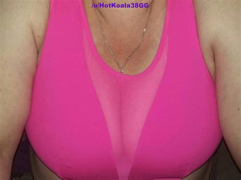 Milf With Big Natural 38gg Boobs Wearing An Extremely Tight Pink See Through Sports Bra For Your