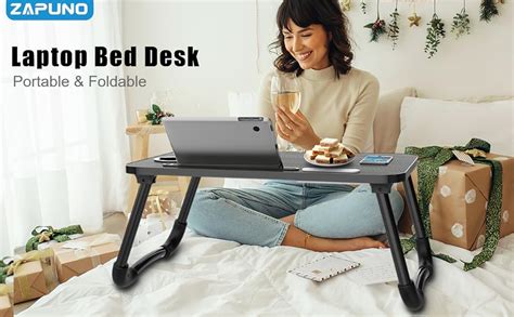 Zapuno Laptop Lap Desk Foldable Laptop Table Tray With 4