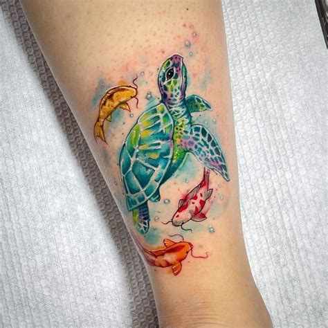 Watercolor Sea Tattoo Colorful Ink Sea Turtle Watercolor Tattoo Sea Turtle Tattoo Turtle