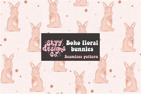 Boho Easter Bunny Seamless Pattern Graphic By Skyydesignsco · Creative