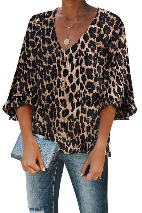 Wholesale Blouses And Shirts Cheap Leopard Print Button
