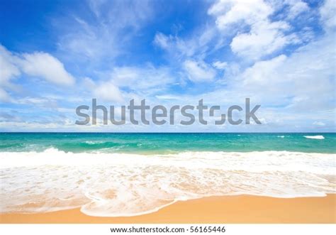 White Sand Beach Perfect Sunny Sky Stock Photo 56165446 Shutterstock