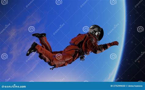 Flight Of Astronaut Cosmonaut In Space Cosmic Weightlessness Gravity