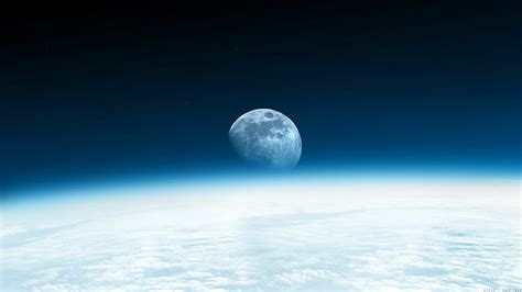 Hd Wallpaper Outer Space Moon Earth Tranquility Dual Monitor 3840x1200