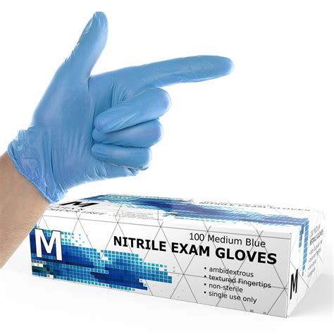 Powder Free Disposable Nitrile Gloves Medium 100 Pack Blue Medical Exam Glove