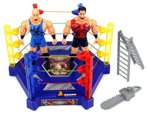 Light Up Wrestle King Champions Wrestling Toy Figure Play Set W Lights Sounds 2 Toy Figures
