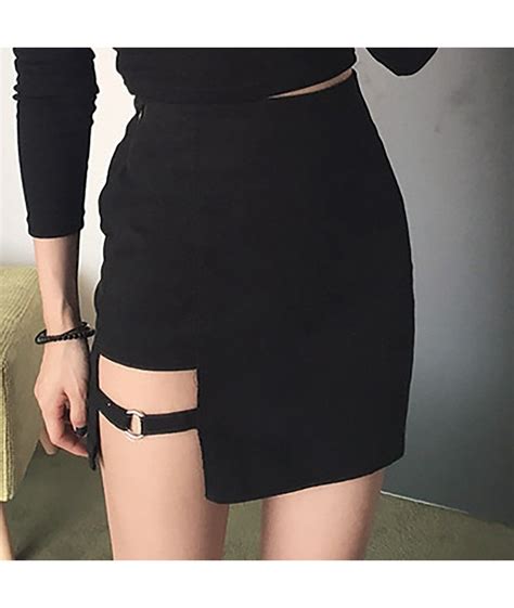 Korean Style Black Package Hip Skirts Irregular Hem Pencil Micro Skirt