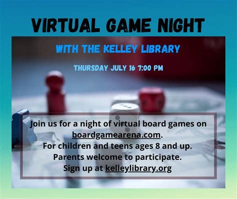Jul 16 Virtual Game Night With Kelley Library Salem