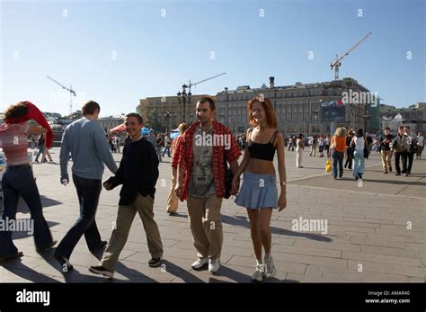 People Walking In Manezhnaya Square Moscow Russia Stock Photo Alamy