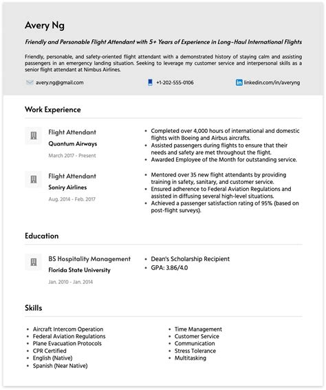 flight attendant resume sample tips for freshers with no experience cakeresume