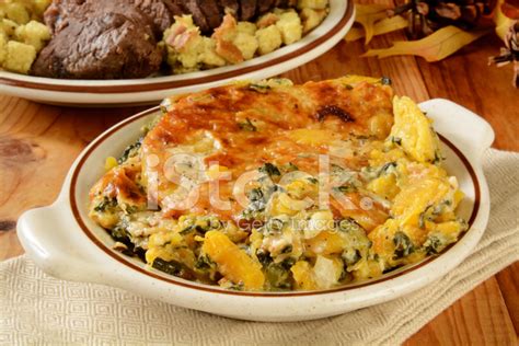 Butternut Squash And Spinach Gratin Stock Photo Royalty Free Freeimages