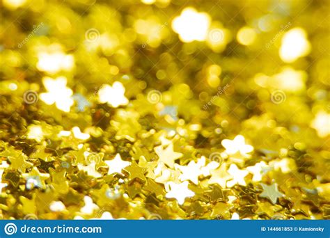 Gold Glitter Stars Texture Festive Sparkling Sequins Background