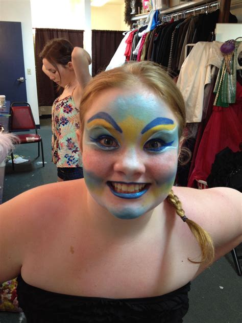 Flounder Makeup Before Blue Wig And Costume Standoutshows Little