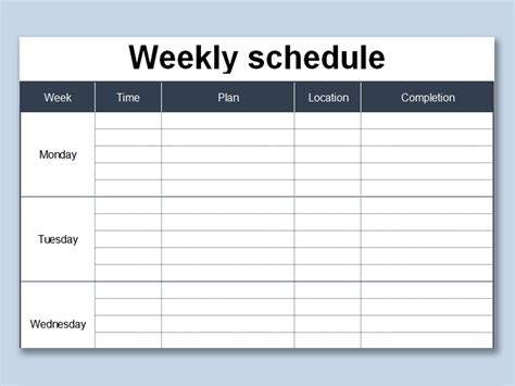 Excel Of Simple Weekly Schedulexlsx Wps Free Templates