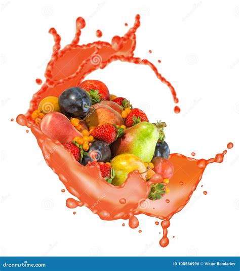 Image Of Many Fruits And Splashes Of Juice Close Up Stock Photo Image