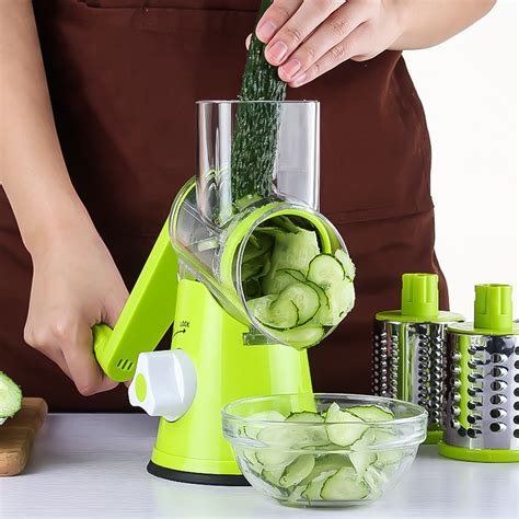 Manual Round Mandoline Slicer Shredder Rotary Cheese Grater Vegetable