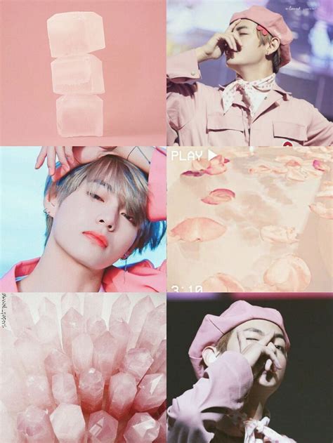 Bts Bangtan Kim Taehyung Pink Aesthetic Collage Wallpaper By Kwall