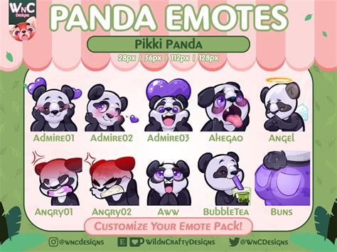 Pikki Panda Emotes For Twitch Discord Youtube Etsy