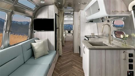 The Interior Of The New 2021 Airstream International With Blackout Curtains And A New Square