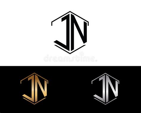 Jn Letters Linked With Hexagon Shape Logo Stock Vector Illustration
