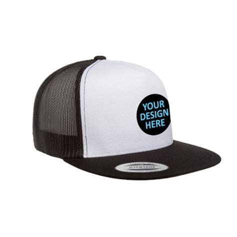 Flat Brim Trucker Hat For Embroidery Or Screen Print At Black Fish Clothing