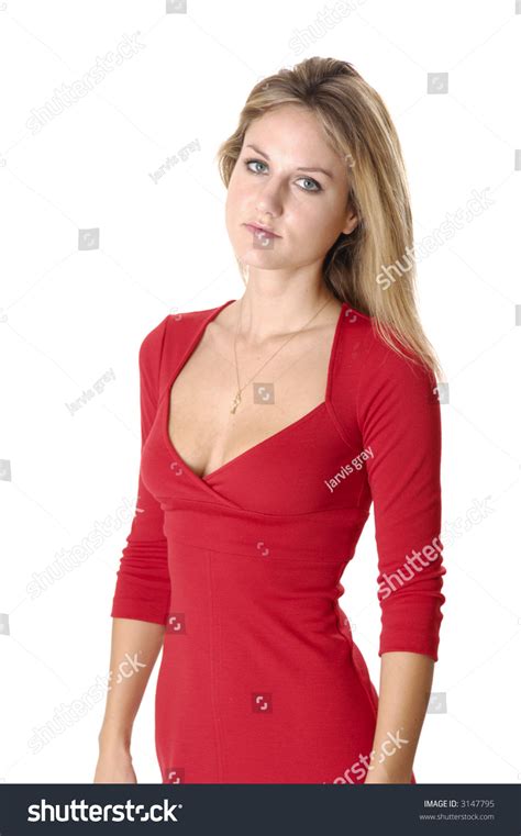 Sexy Blonde Red Dress Stock Photo Shutterstock