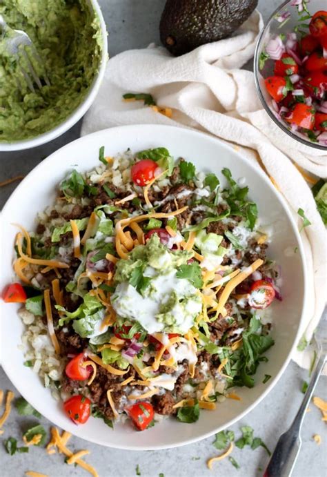 This recipe starts with sauteing the onion and garlic until. Low Carb Beef Burrito Bowls with Cilantro Lime Cauliflower ...