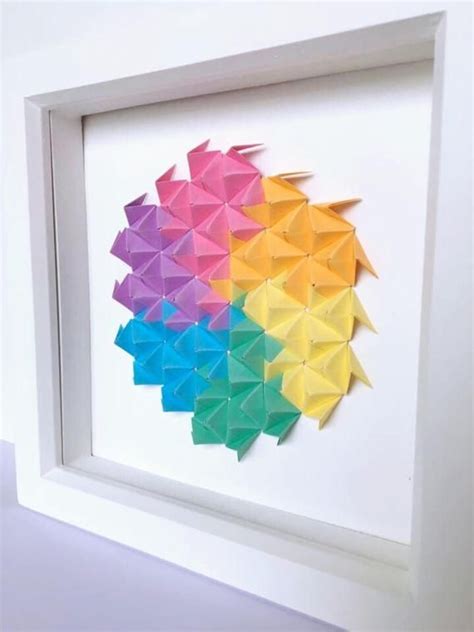 Colourful Wall Art Paper Art Modular Origami Wall Decor Etsy Origami