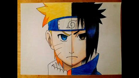 Speed Drawing Uzumaki Naruto And Uchiha Sasuke From Naruto Youtube