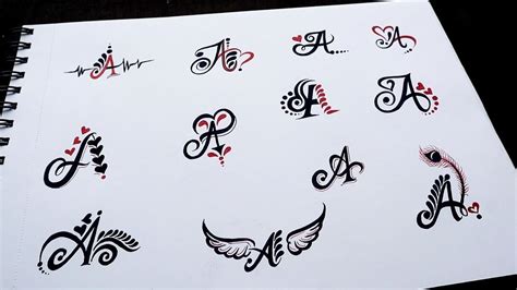 E1 How To Make Different Types Of A Letter Tattoo Designs Youtube