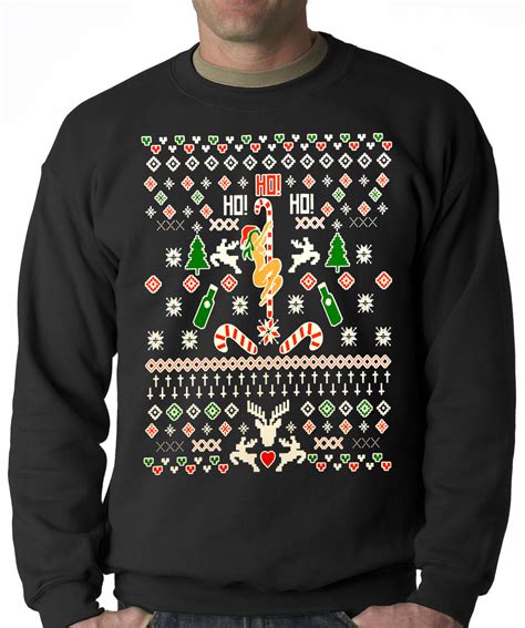 Ugly Christmas Sweater Sexy Stripper On A Pole Adult Crewneck Bewild