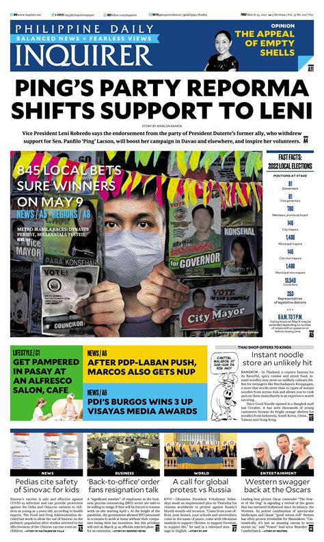 Inquirer On Twitter Todays Inquirer Front Page March 25 2022