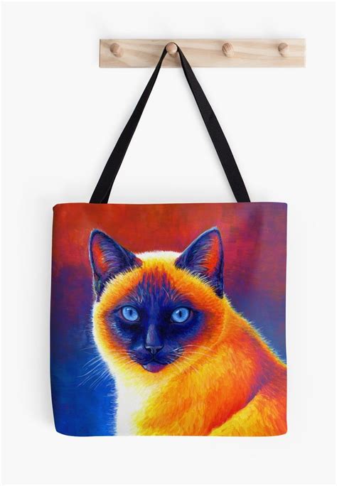 Jewel Of The Orient Colorful Siamese Cat Tote Bag By Rebecca Wang