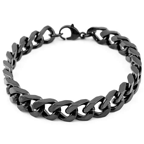 gokadima fashion cuban stainless steel black curb chain bracelet for mens 2018jewelry wholesale