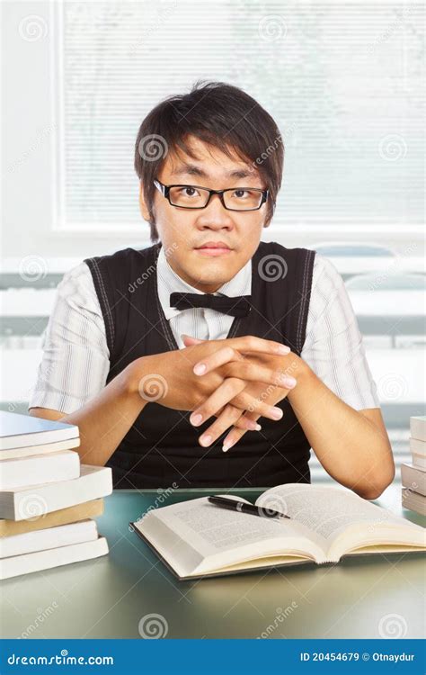 Chinese College Male Student Stock Image Image Of Smart Glasses