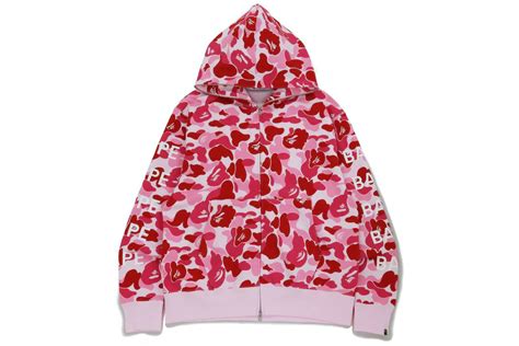 Bape Big Abc Camo Relaxed Fit Full Zip Hoodie Pink Ss21 Mens Gb
