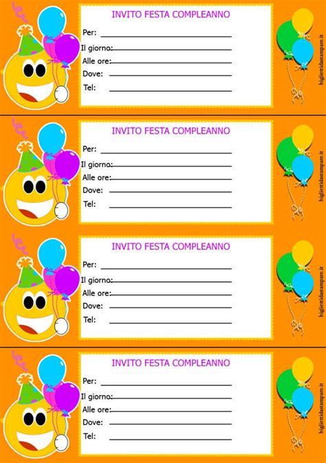 Inviti Compleanno Per Bambini Da Stampare Biglietti Da Stampare