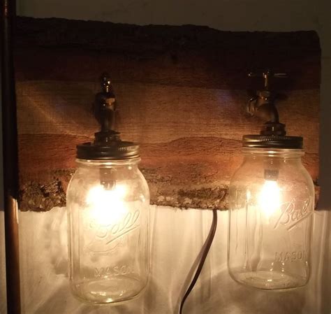 Handmade Rustic Mason Jar Vanity 2 Light Fixture Country